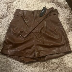 NWT Lulu’s Faux Leather Brown Shorts